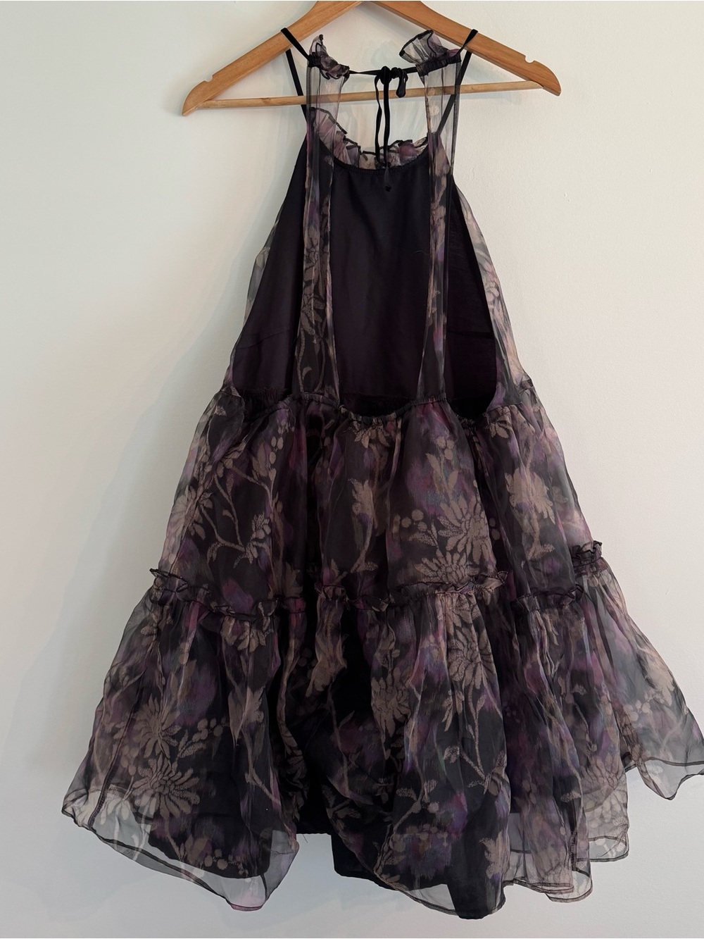 Free People Sweet Serenade Organza Halter Printed Mini Dress Large - Picture 6 of 7